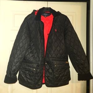 Boys Polo Ralph Lauren Hooded Barn Jacket Black Size 18/20